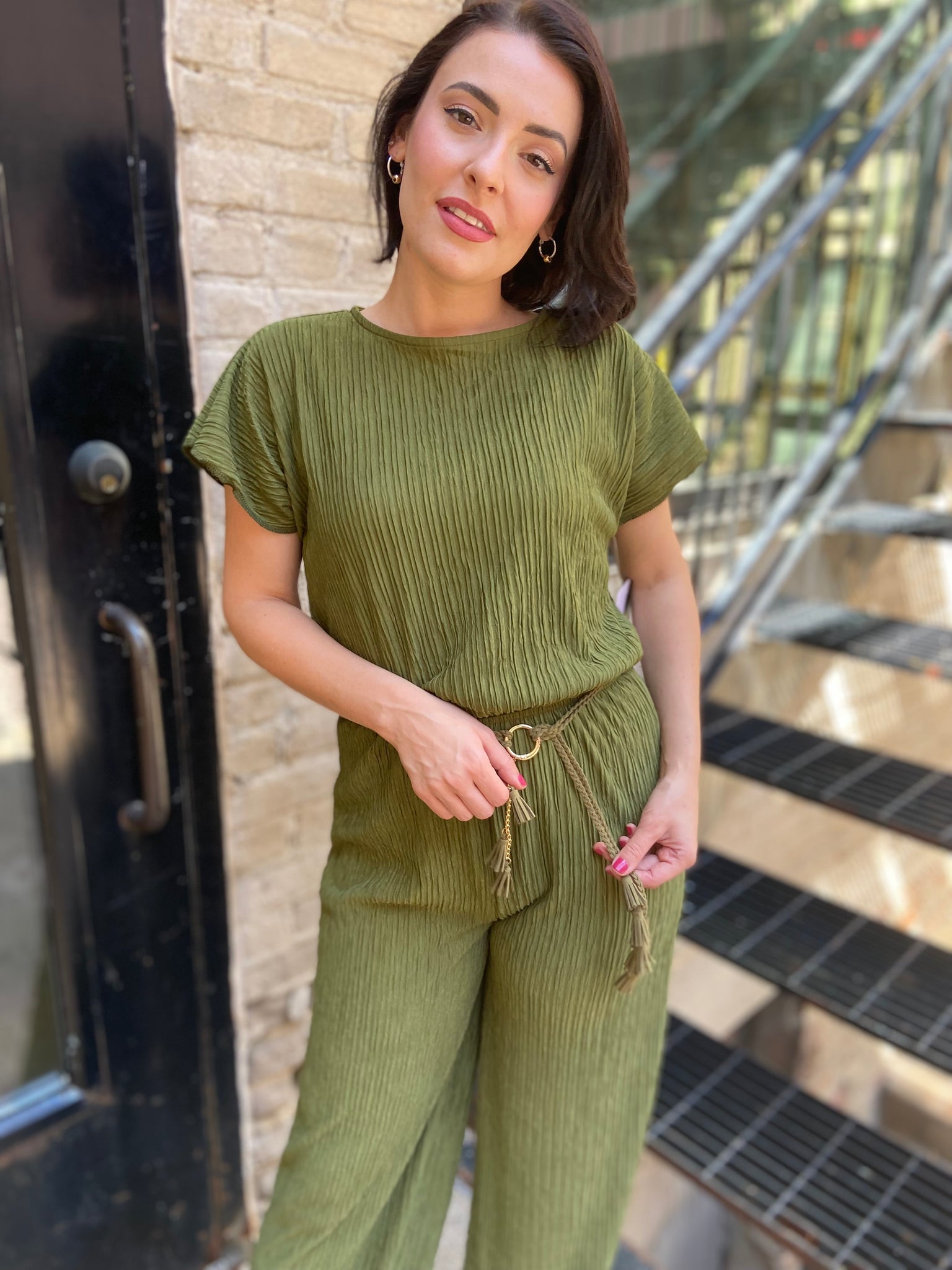 Cactus Crinkled Plisse Jumpsuit