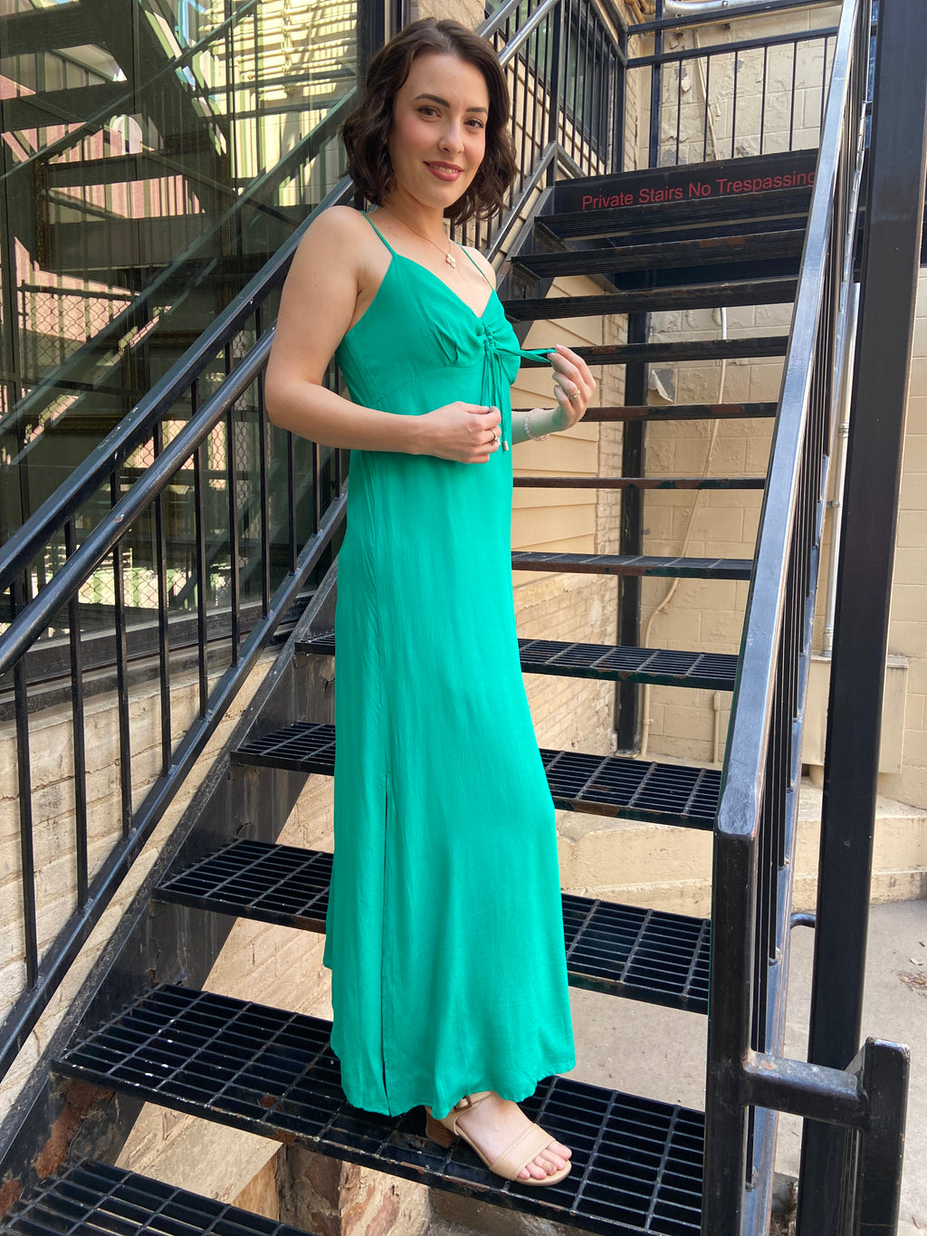 Owen Kelly Green Side Slit Maxi Dress - MK Threads Boutique