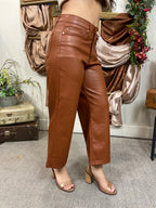 Cami Camel Faux Leather Judy Blue Pants