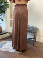 Theo Brown Midi Crinkle Slit Skirt - MK Threads Boutique