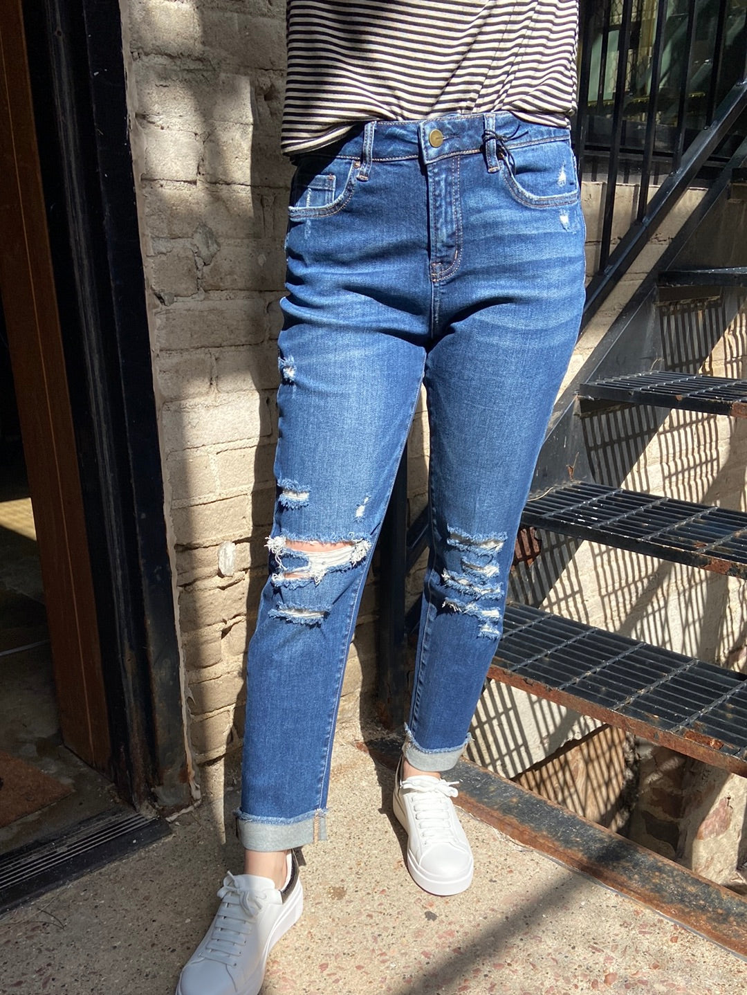 Brooklyn High Rise Boyfriend Mica Jeans - MK Threads Boutique