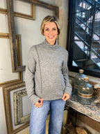 Mirana Heather Gray Turtle Neck Long Sleeve Sweater Top