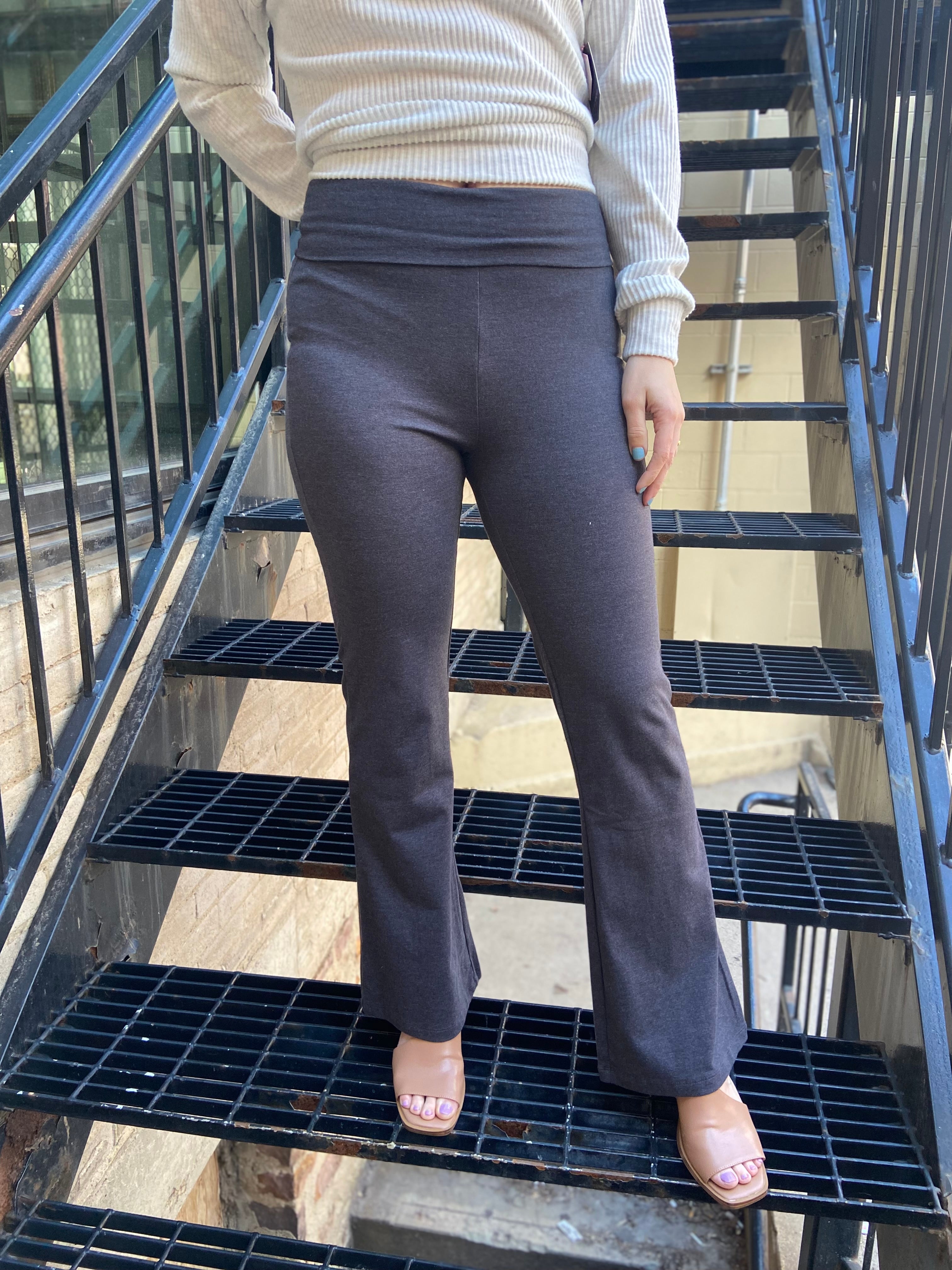 Annie Charcoal Fold Over Leggings - MK Threads Boutique