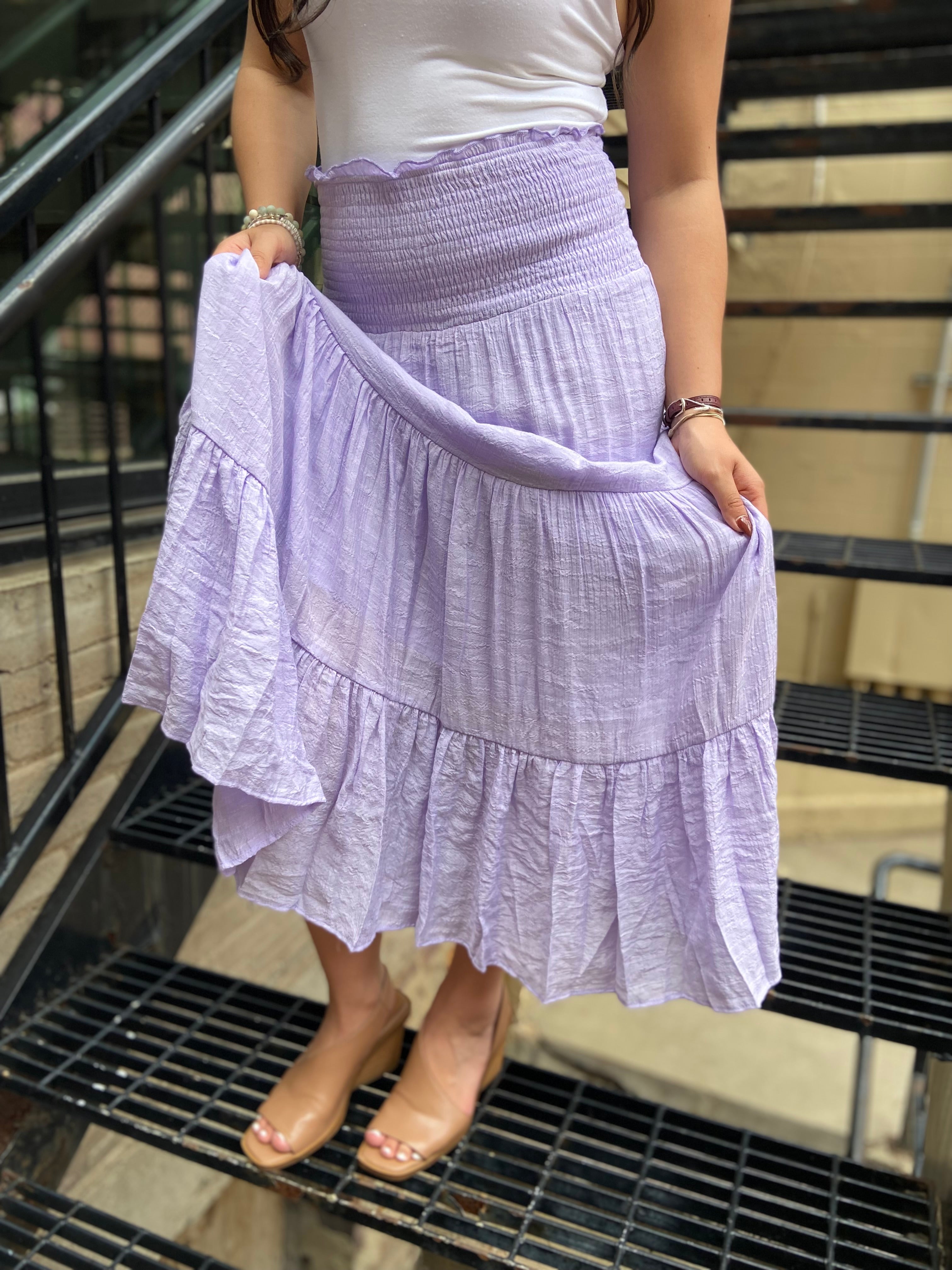 Solene Lavender Tiered Maxi Skirt - MK Threads Boutique