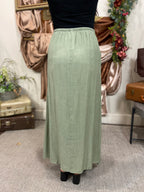 Yana Olive Woven Midi Skirt