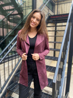 Harper Cherry Coke Faux Suede Long Trench