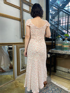 Brooklyn Cream Rose Dainty Slit Midi Dress