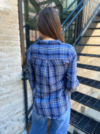 Erin Off Navy Blue Pocket Flannel