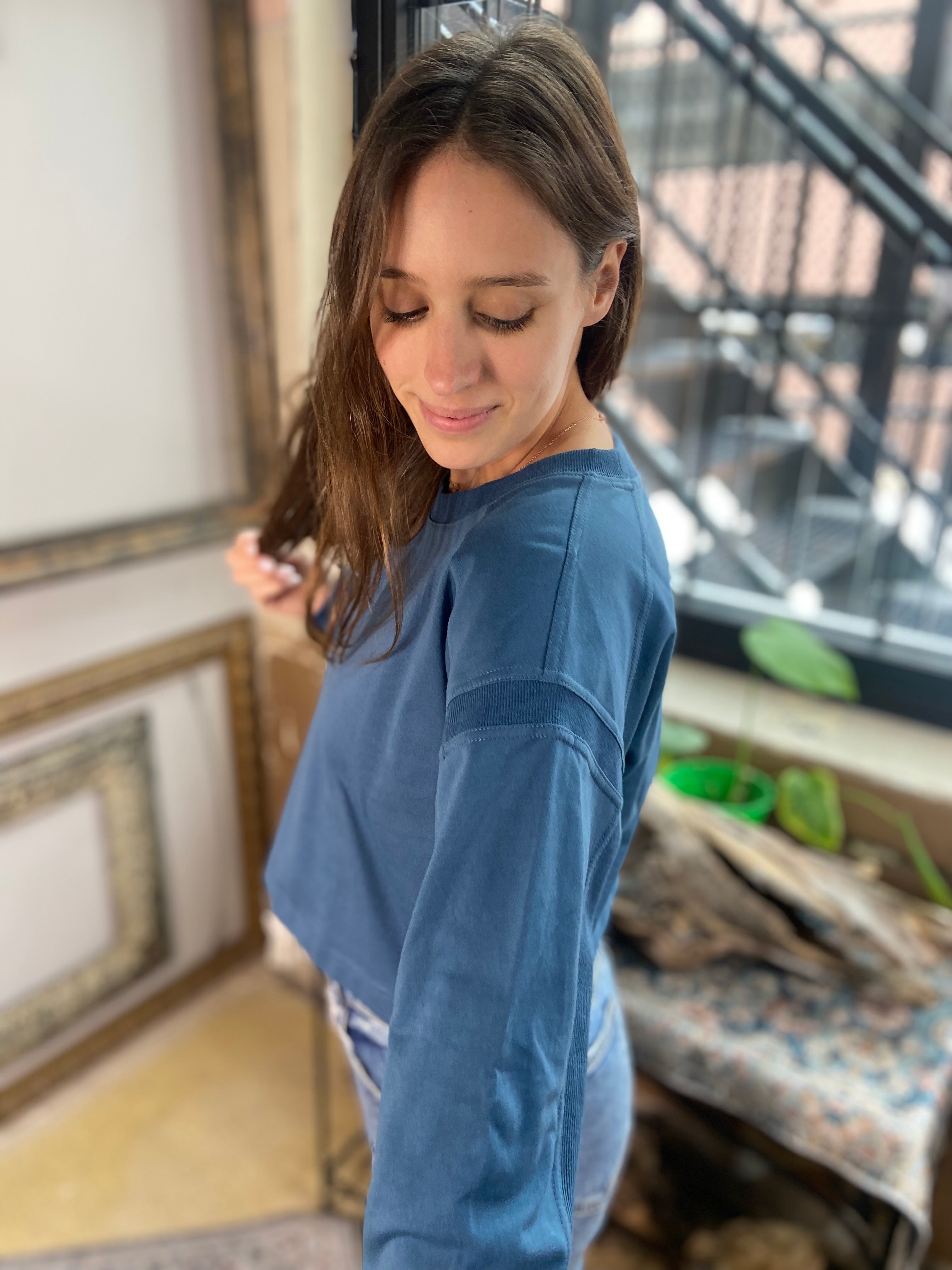 Nancy Dark Teal Crewneck Sweater