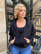 Calliope Black Fleece Half Zip Hoodie