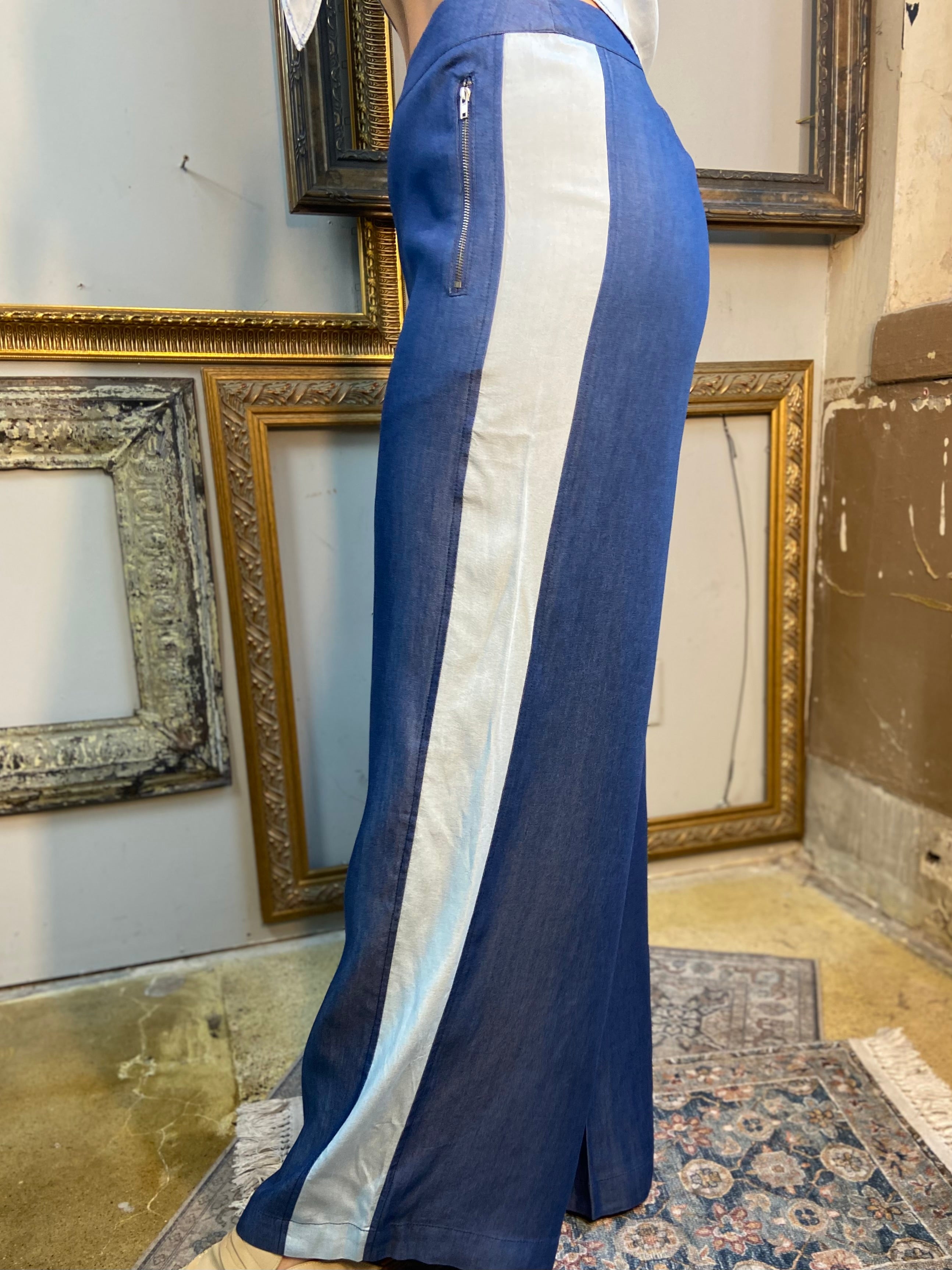 Stacy Blue & White Stripe Wide Leg Pants - MK Threads Boutique