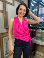 Wendy Hot Pink Wrap Top