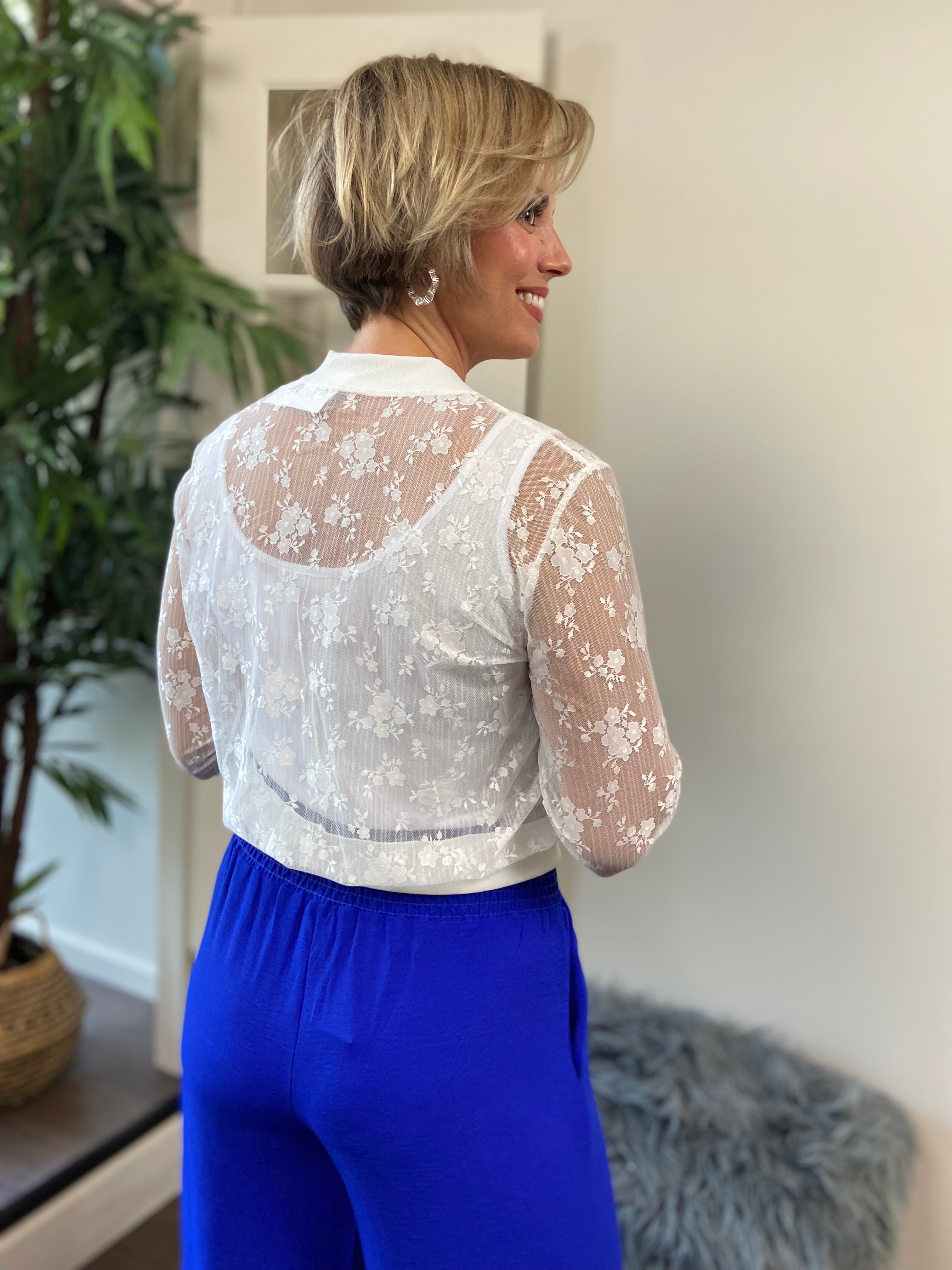 Bia White Sheer Floral Lace Jacket - MK Threads Boutique