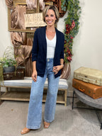 Ezra Navy Quarter Sleeve Blazer