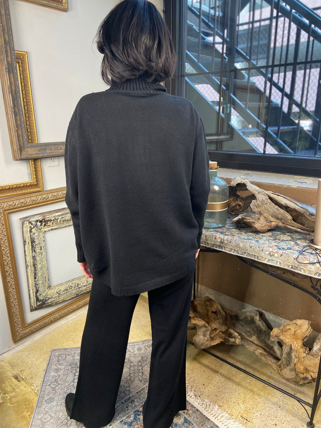 Lau Black Knit Turtle Neck Sweater