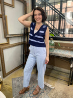 Wella Blue Stripe V Neck Sweater Vest - MK Threads Boutique