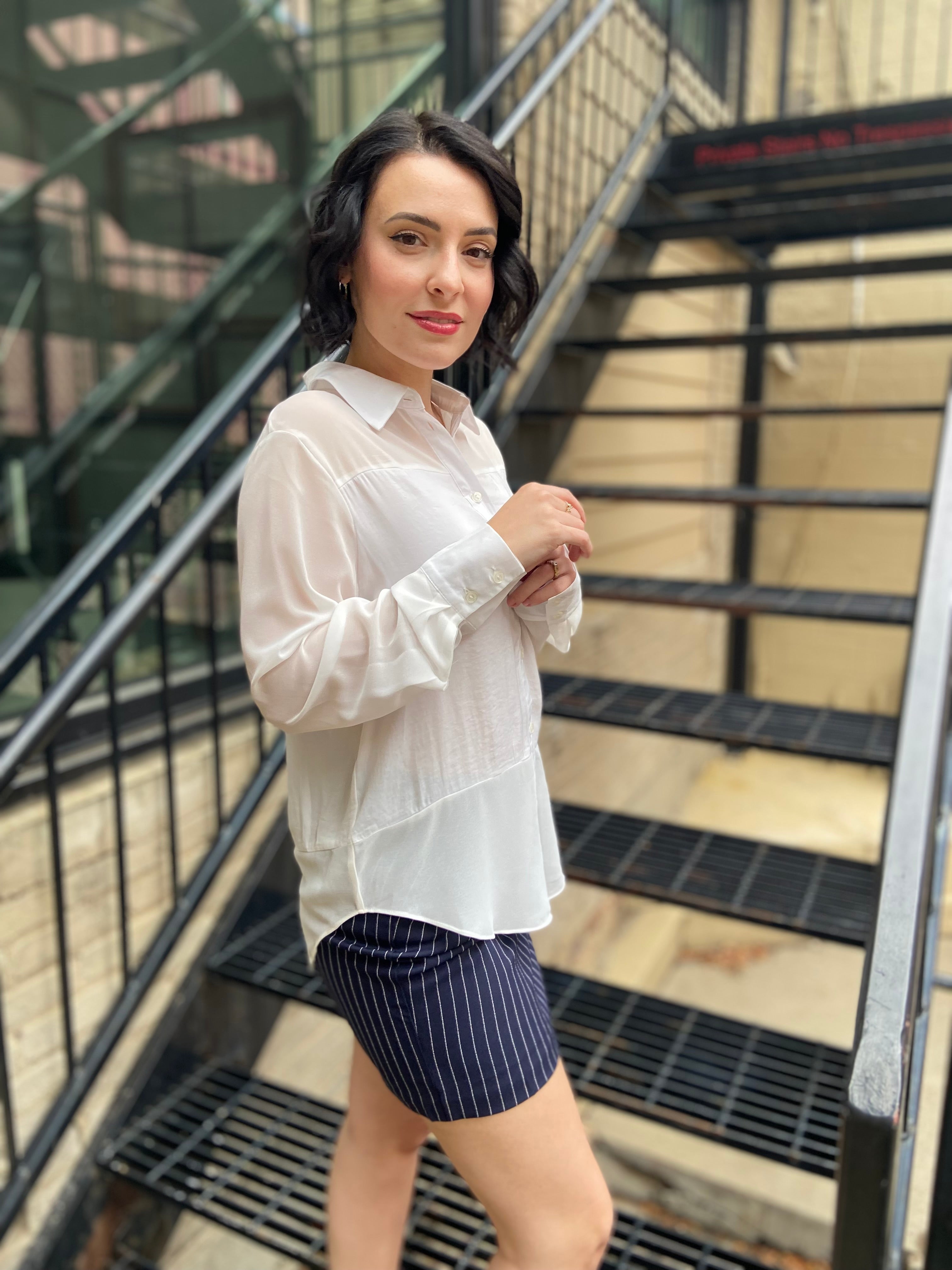 Selina White Long Sleeve Button Up