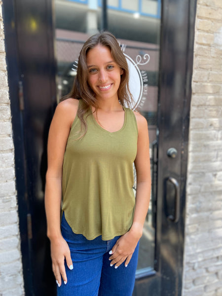Nico Olive Relaxed Oversized Tank Top