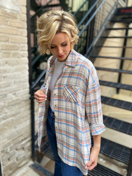 Oaklynn Blue & Red Plaid Top