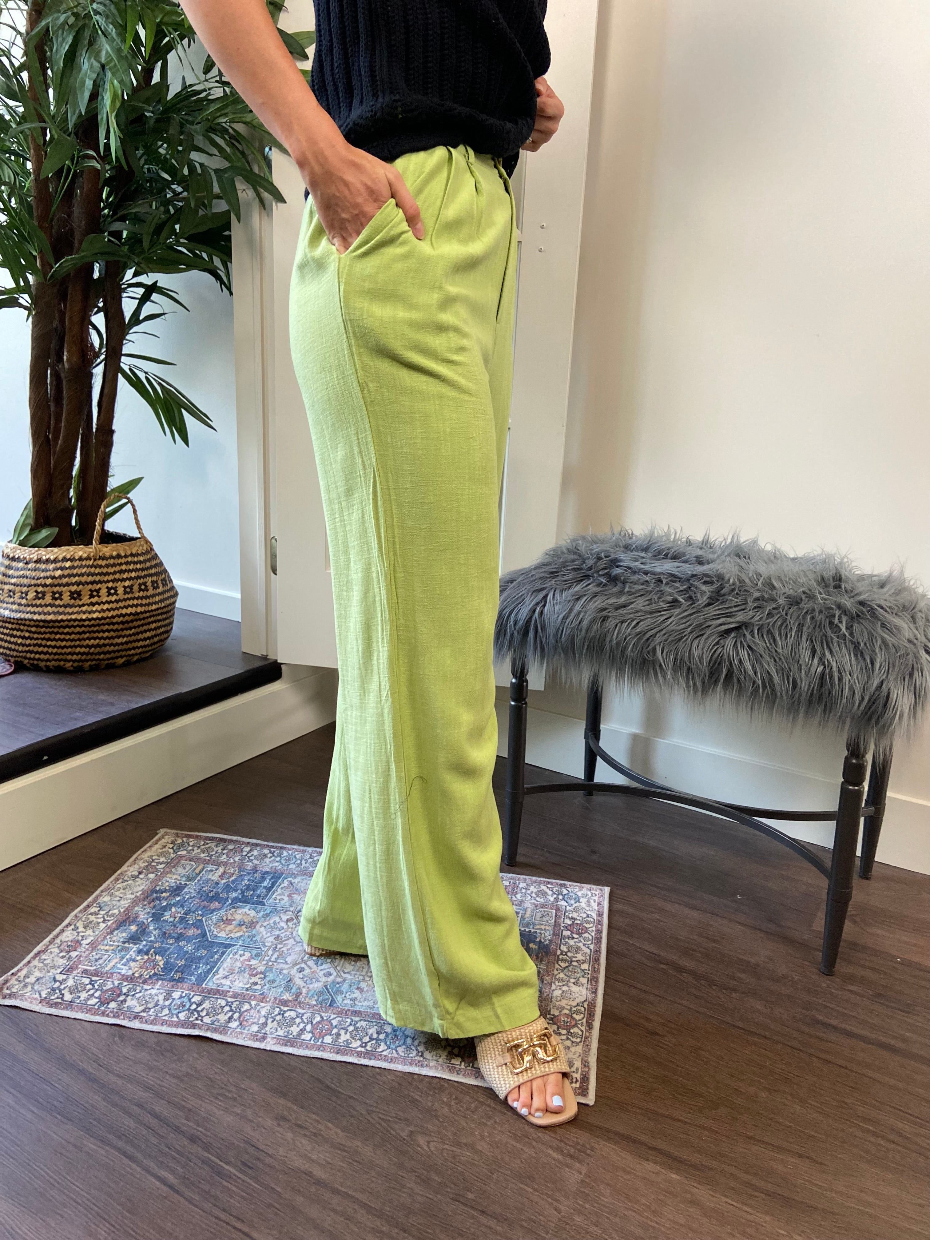 Savy Light Green Linen Blend Trouser Pants - MK Threads Boutique