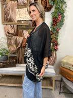 Black Floral Kimono