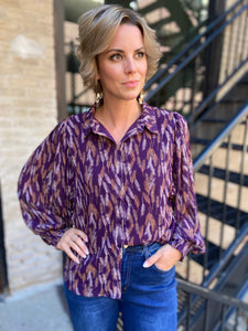 Amanda Dark Purple Print Blouse