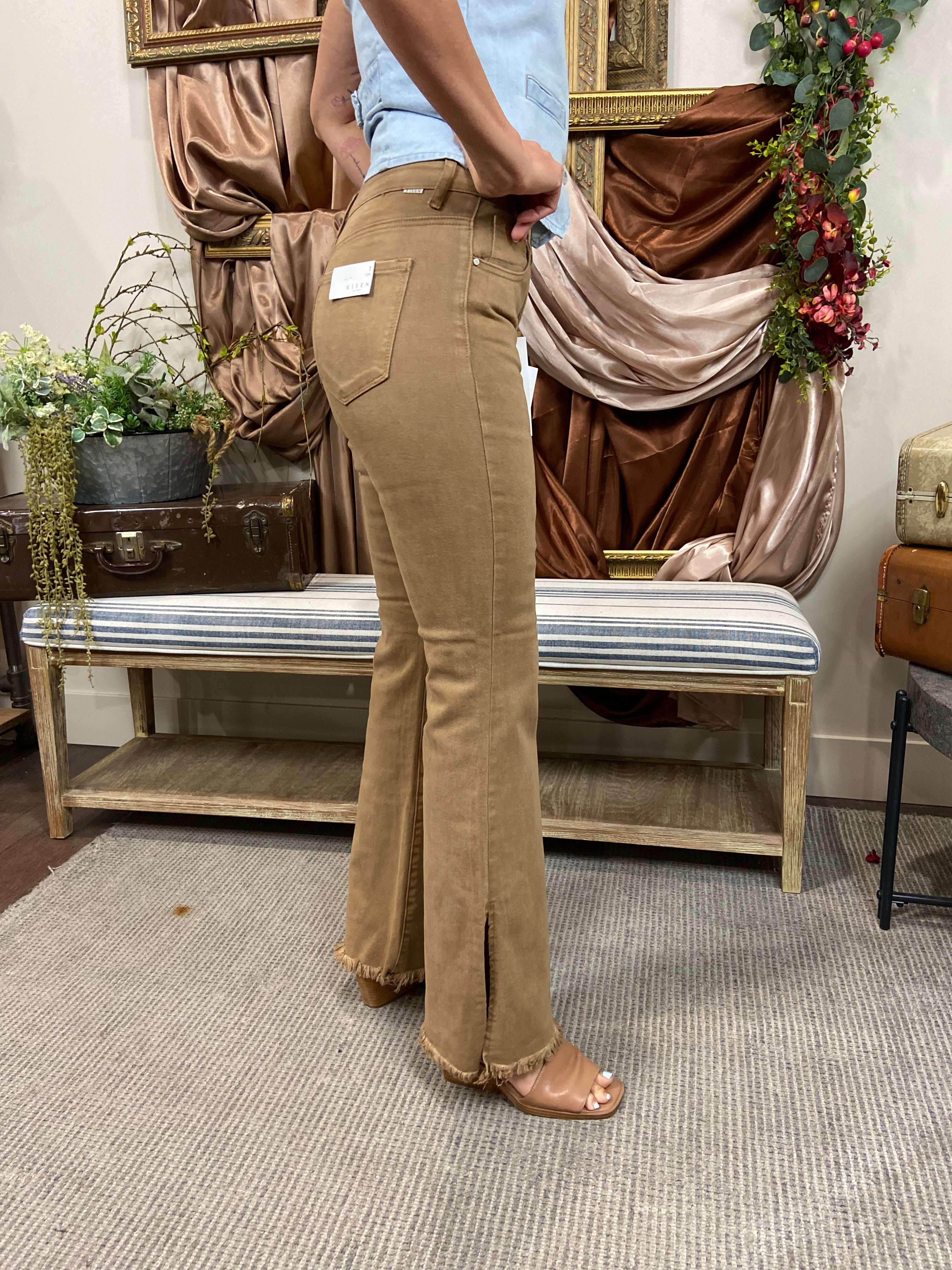 Mike Tan Flared Slit High Rise Risen Jeans
