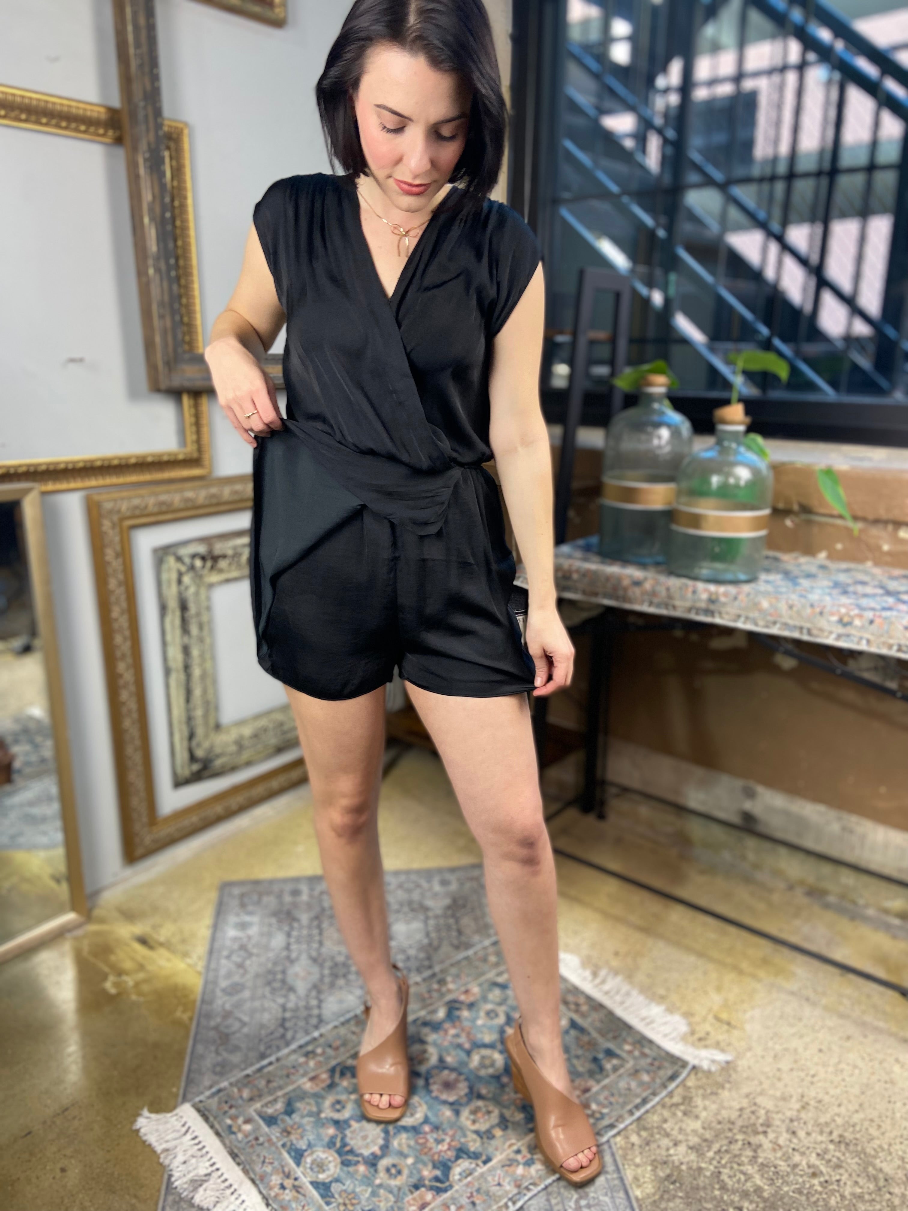 Alice Black Ruffled Sleeveless Romper