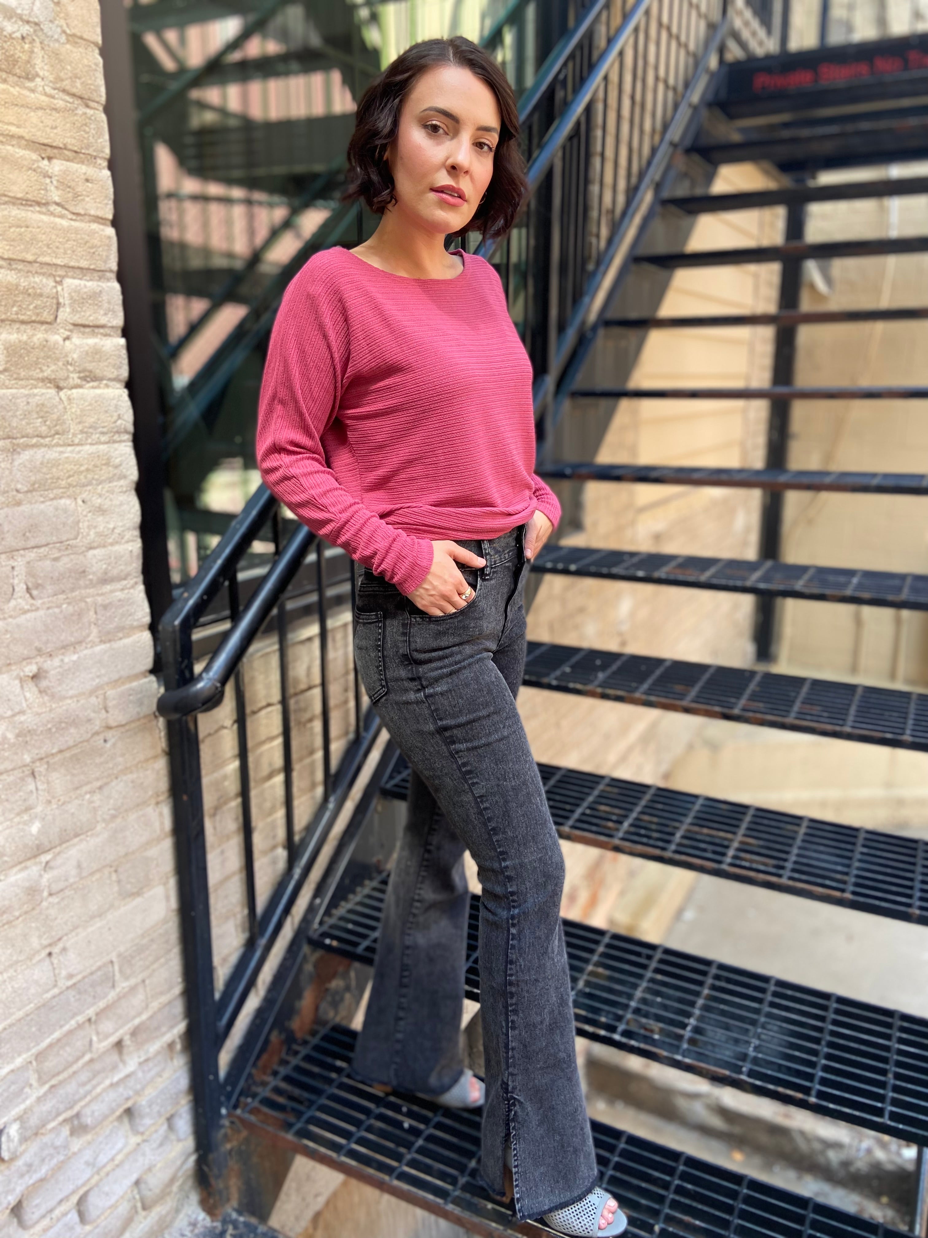 Seren Side Slit Black Jeans
