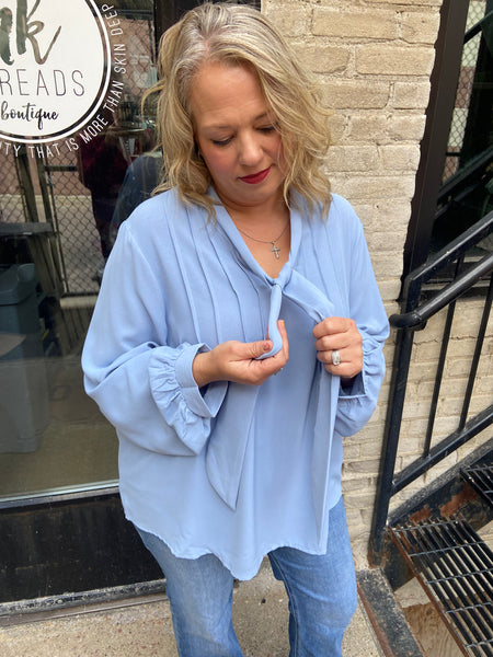 Greta Light Blue Plus Size Blouse