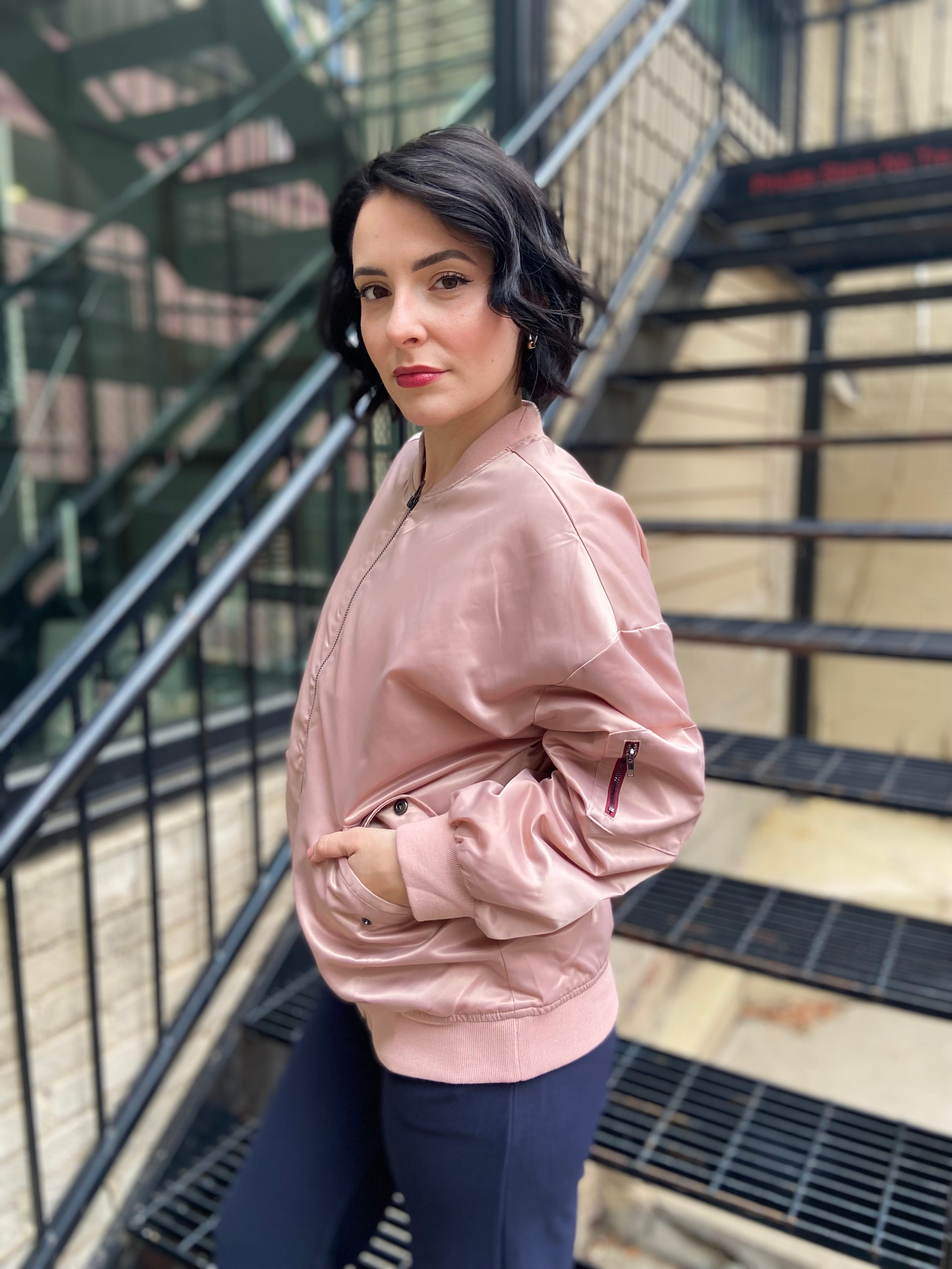 Skylar Rose Satin Bomber Jacket