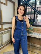 Aurora Denim Button Down Wide Leg Risen Overalls