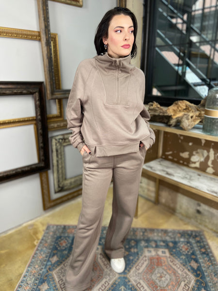 Kaylee Mocha Half Zip Sweatshirt