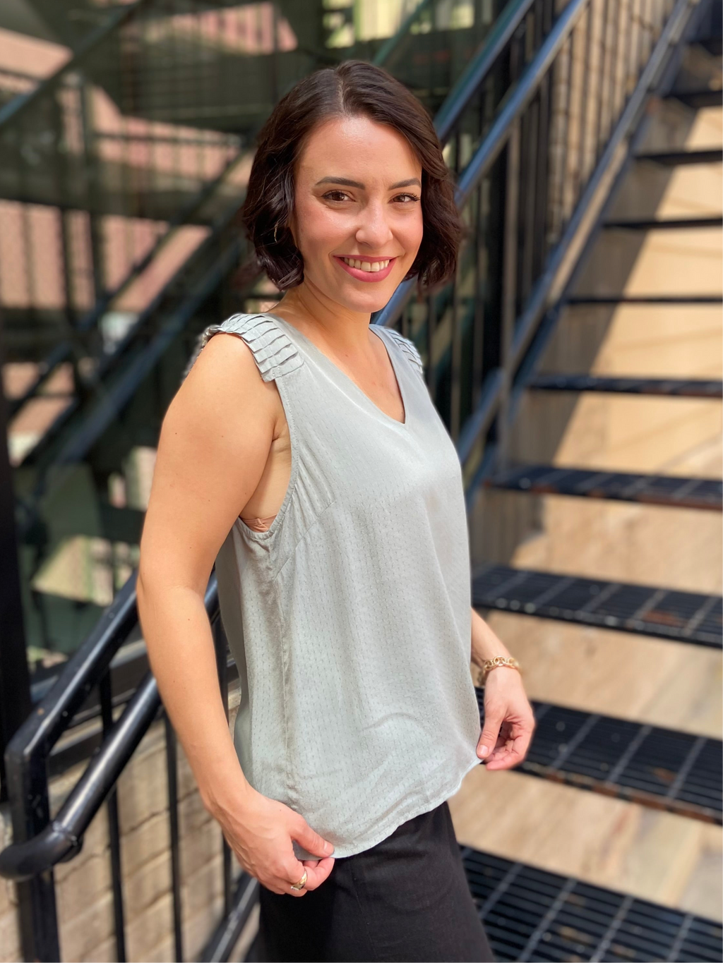 Victoria Sage Green Tank Top Blouse