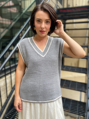 Caroline Varsity Style Sweater Vest