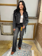 Anez Black Star Straight Leg Risen Jeans