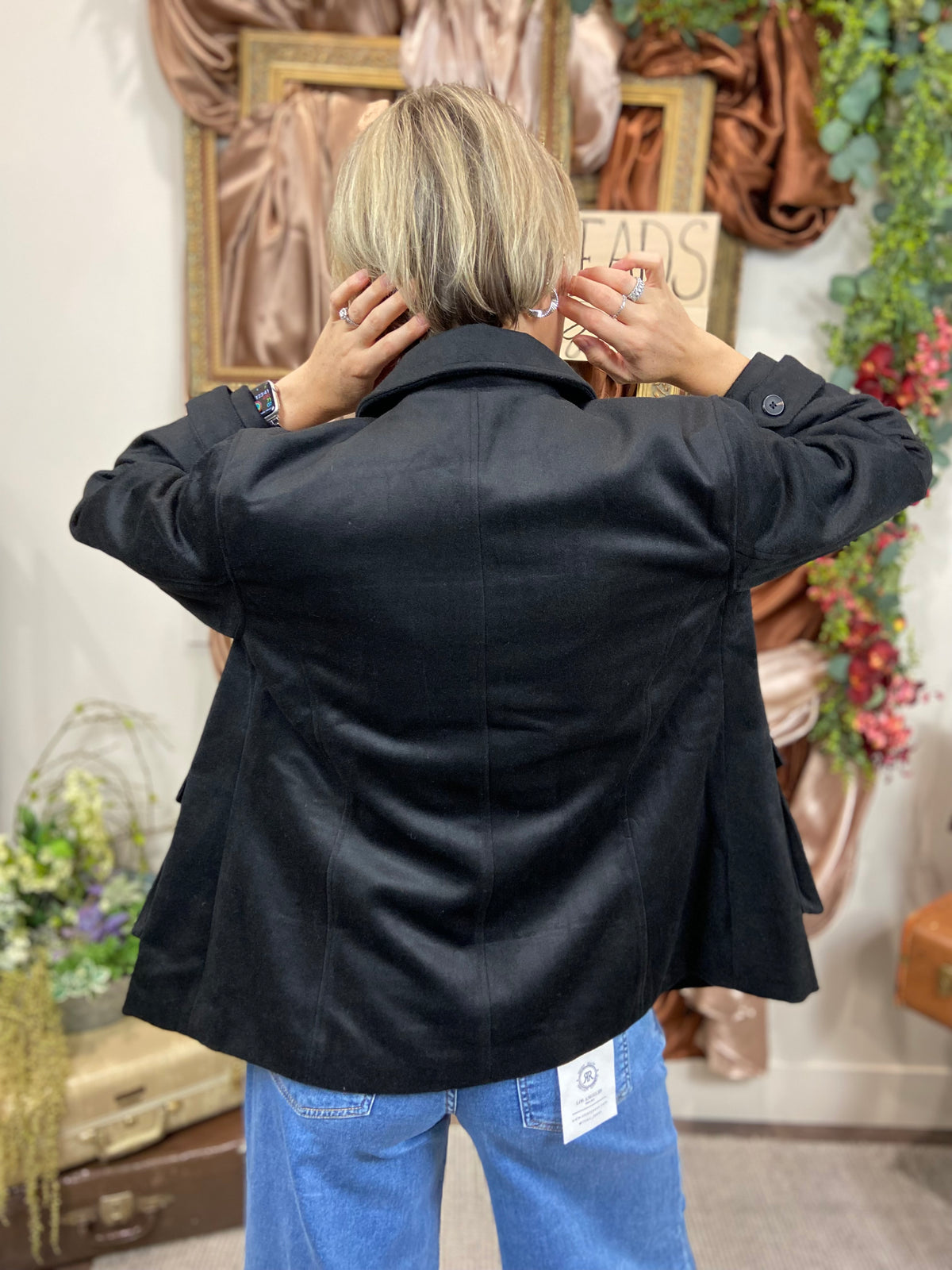 Beah Black Soft Felt Jacket Coat