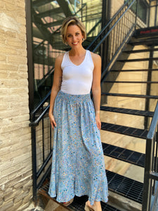 Isolde Blue Floral Midi Skirt