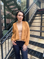 Azalia Cashew Suede Open Crop Jacket