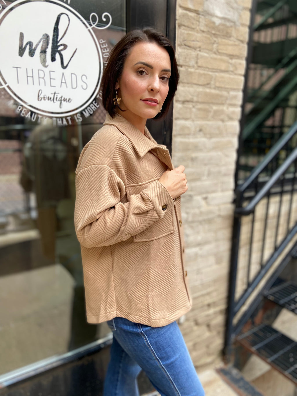 Georgie Oatmeal Textured Shacket