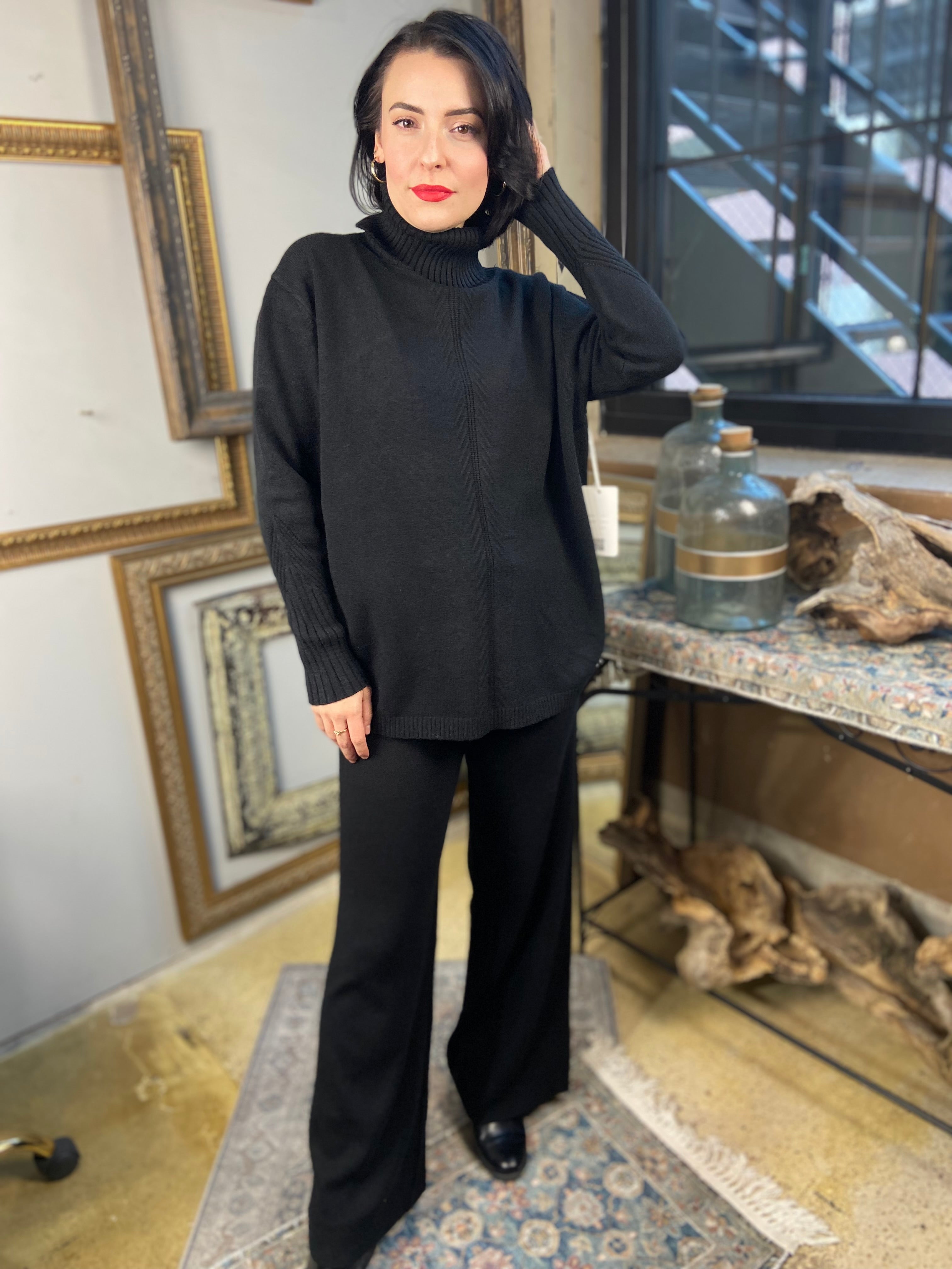 Lau Black Knit Turtle Neck Sweater