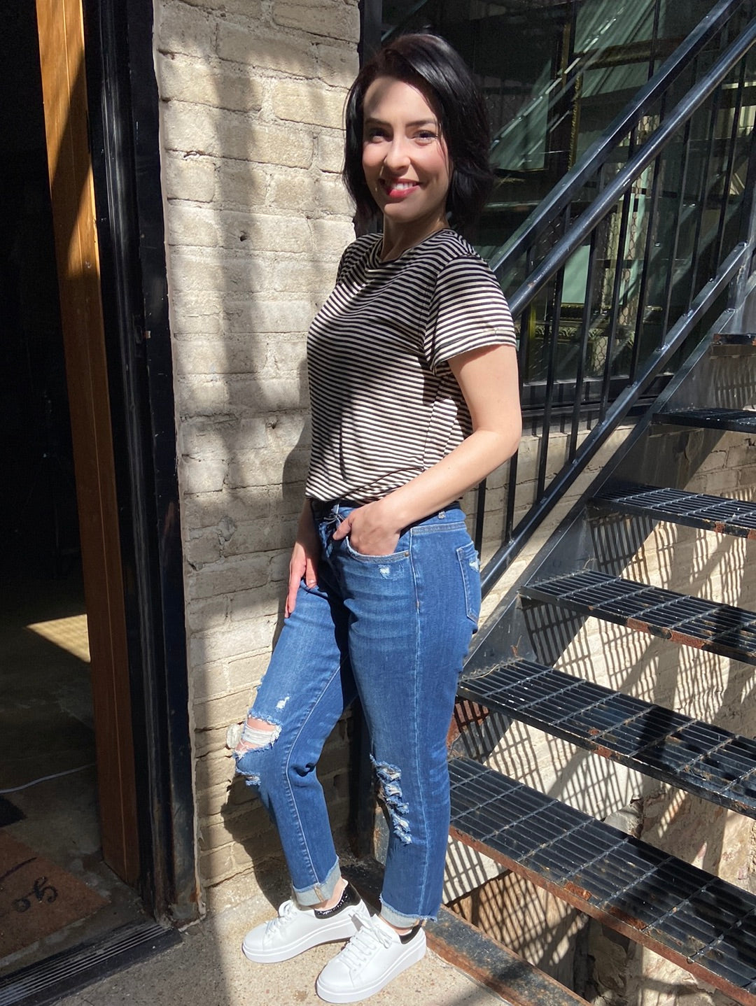 Brooklyn High Rise Boyfriend Mica Jeans - MK Threads Boutique