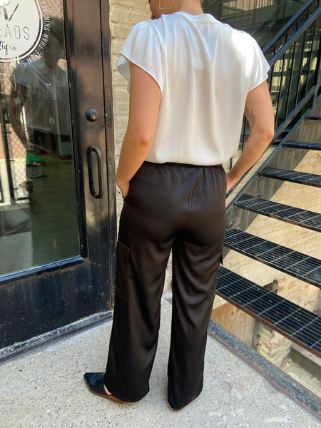 Sorrel Black Satin Cargo Pants