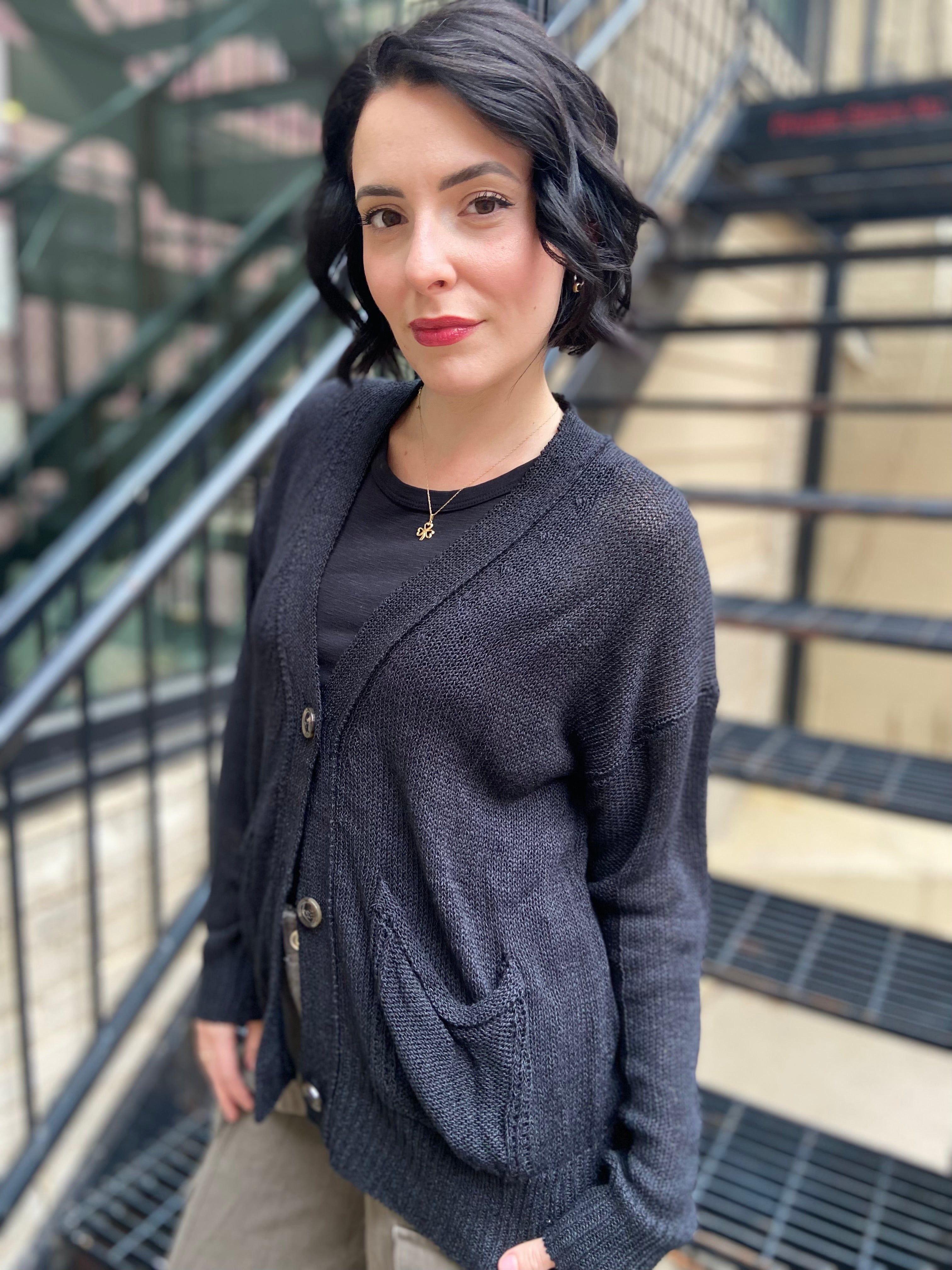 Allisa Black Button Down Cardigan