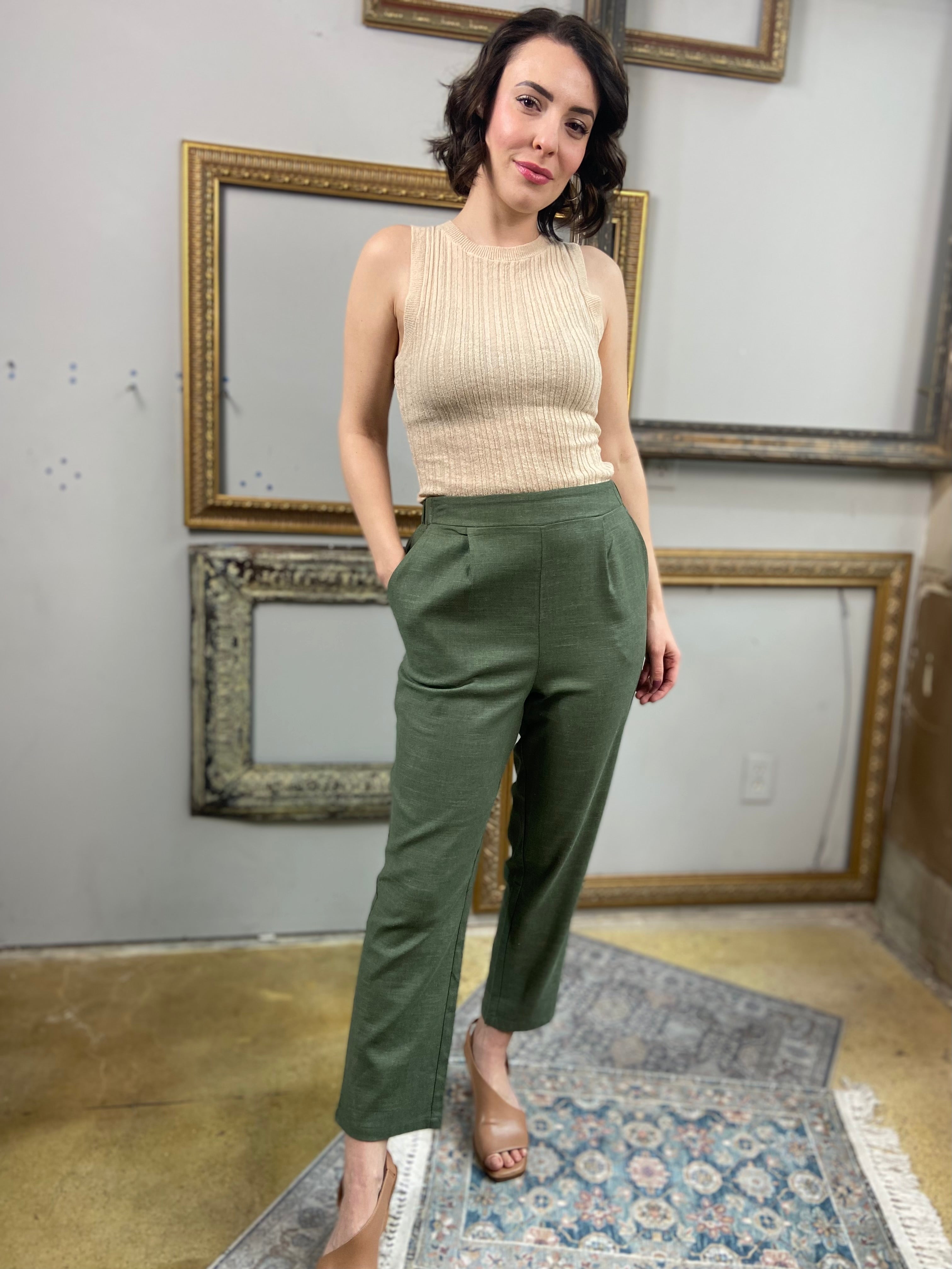 Ava Olive Straight Leg Pants - MK Threads Boutique