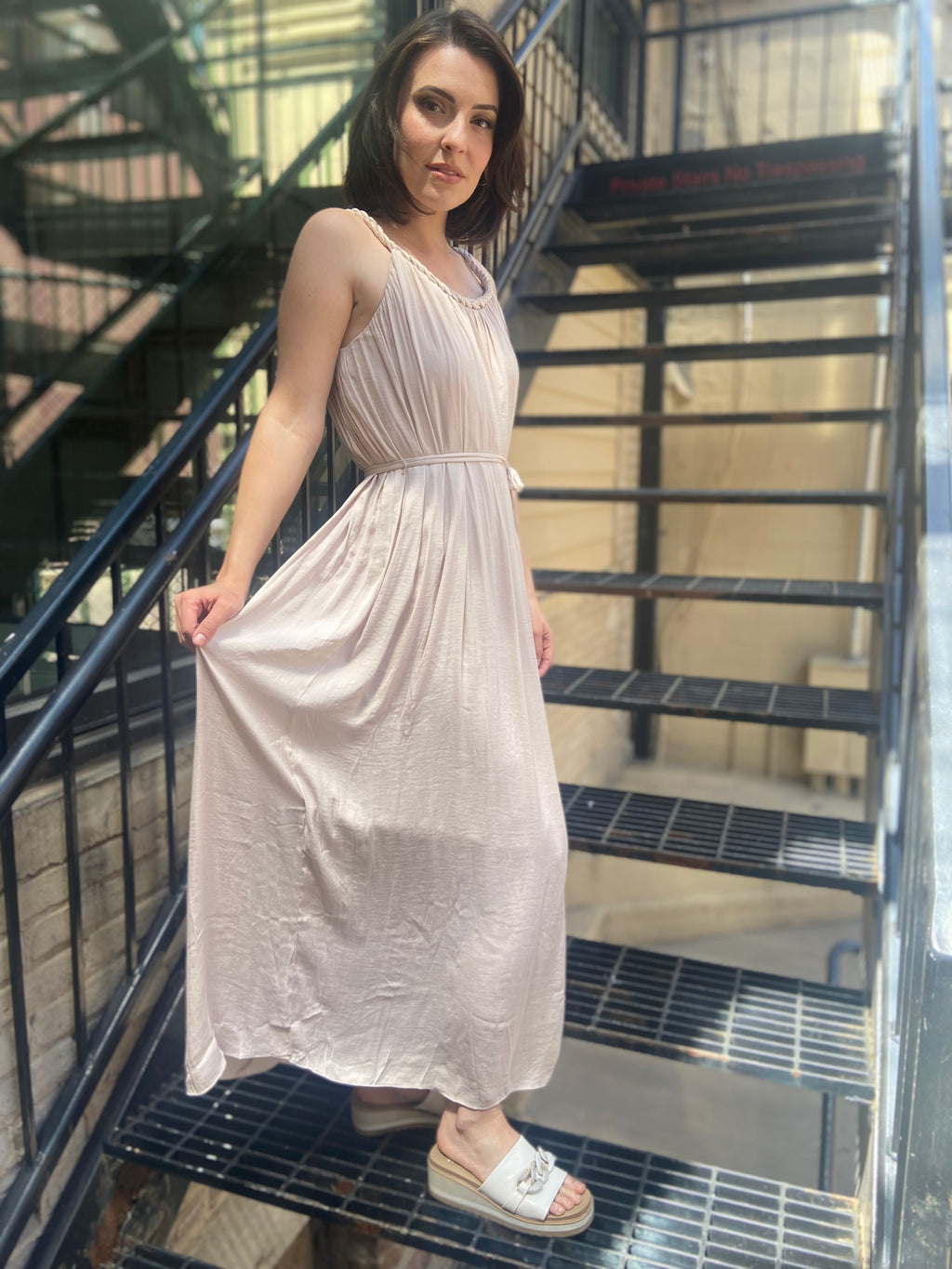 Axel Cream Braided Detail Maxi Dress - MK Threads Boutique