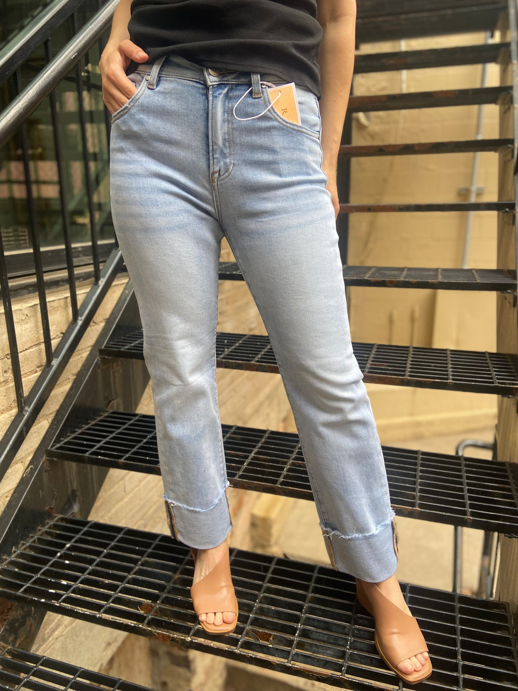 Stella Light Wash Straight Leg Risen Jeans