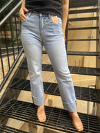 Stella Light Wash Straight Leg Risen Jeans