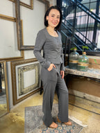 Haven Charcoal Square Neck Fitted Blazer Top - MK Threads Boutique