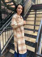 Elizabeth Khaki Plaid Trench Shacket